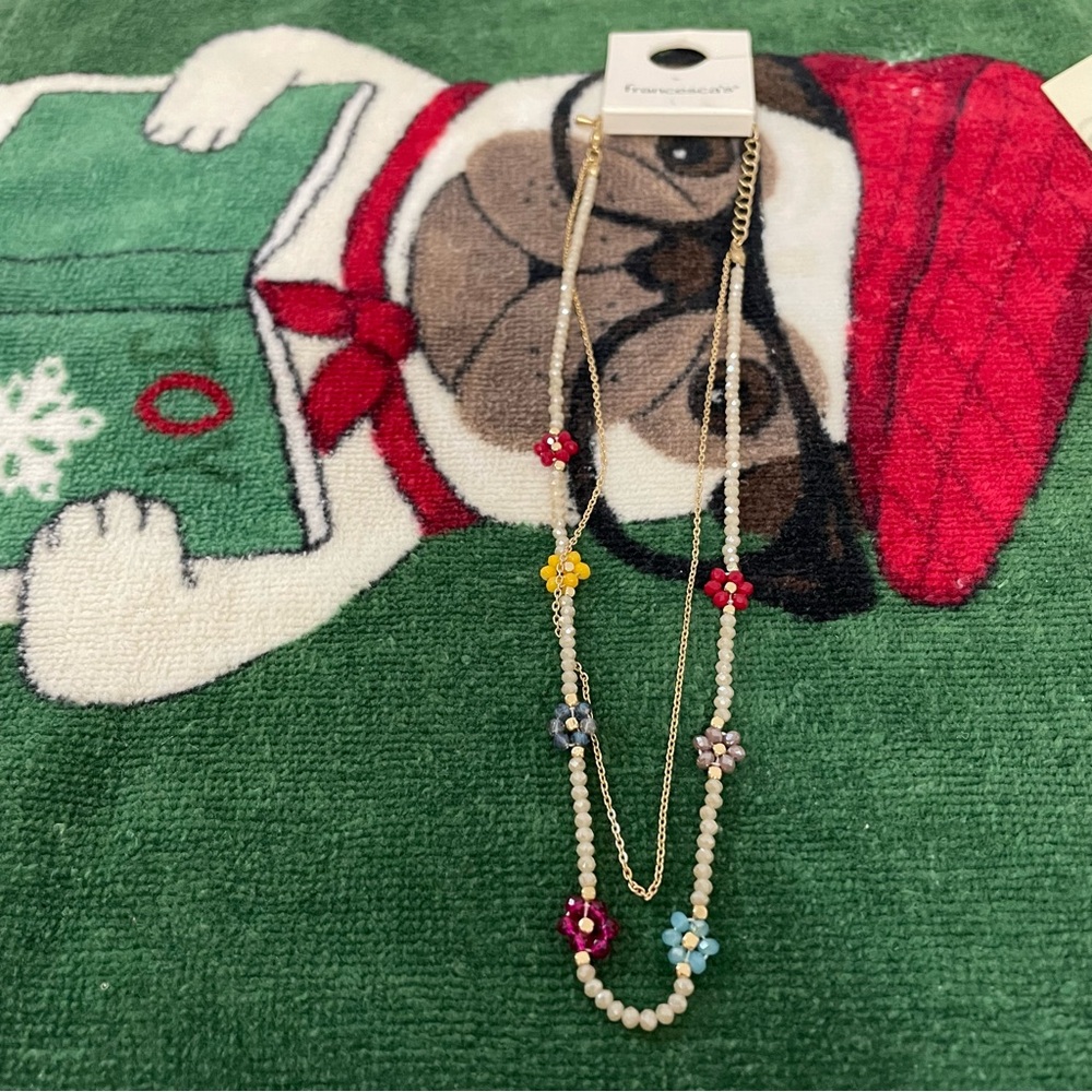 Francesca's Multicolor Flower Bead Double-Strand Necklace